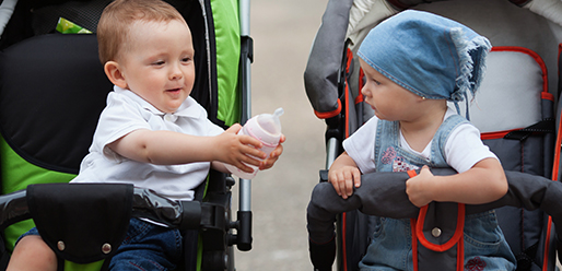 Two Kids in a pram